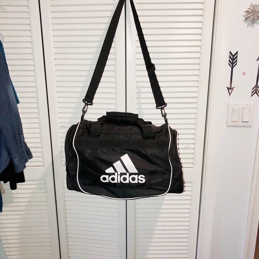 NWOT Adidas duffel bag black and white